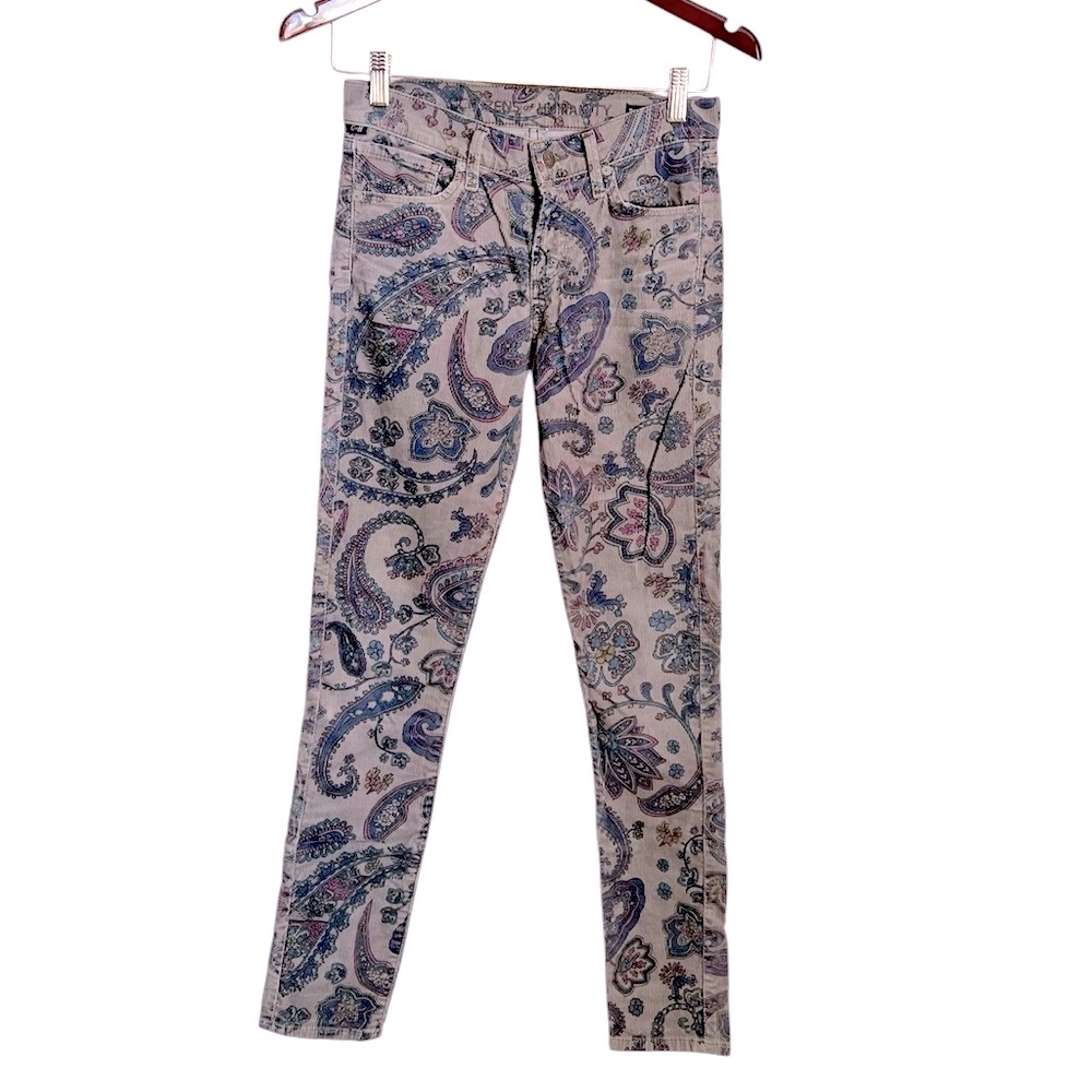 Citizens of Humanity Paisley Corduroy Skinny Jeans SZ 25 Grey Boho Hipster - Picture 3 of 13